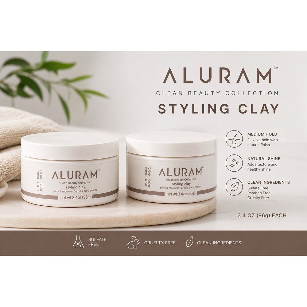 ALURAM Styling Clay Duo 3.4 fl oz Each Medium Hold Natural Shine Hair